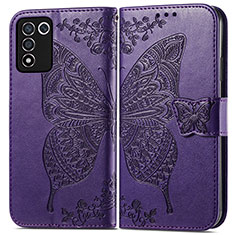 Funda de Cuero Cartera con Soporte Mariposa Carcasa para Realme 9 SE 5G Morado