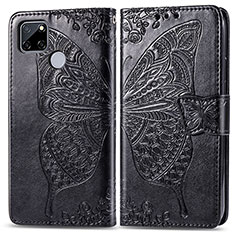 Funda de Cuero Cartera con Soporte Mariposa Carcasa para Realme C25 Negro