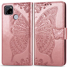 Funda de Cuero Cartera con Soporte Mariposa Carcasa para Realme C25S Oro Rosa