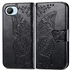 Funda de Cuero Cartera con Soporte Mariposa Carcasa para Realme C30 Negro