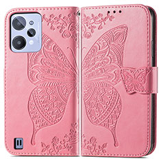 Funda de Cuero Cartera con Soporte Mariposa Carcasa para Realme C31 Rosa Roja