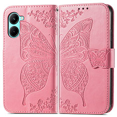 Funda de Cuero Cartera con Soporte Mariposa Carcasa para Realme C33 (2023) Rosa Roja