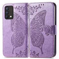 Funda de Cuero Cartera con Soporte Mariposa Carcasa para Realme GT Master 5G Purpura Claro