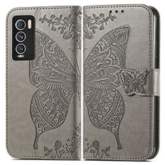 Funda de Cuero Cartera con Soporte Mariposa Carcasa para Realme GT Master Explorer 5G Gris