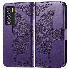 Funda de Cuero Cartera con Soporte Mariposa Carcasa para Realme GT Master Explorer 5G Morado