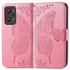 Funda de Cuero Cartera con Soporte Mariposa Carcasa para Realme GT Neo 3T 5G Rosa Roja