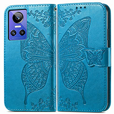 Funda de Cuero Cartera con Soporte Mariposa Carcasa para Realme GT Neo3 5G Azul