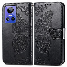 Funda de Cuero Cartera con Soporte Mariposa Carcasa para Realme GT Neo3 5G Negro