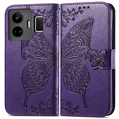 Funda de Cuero Cartera con Soporte Mariposa Carcasa para Realme GT Neo5 240W 5G Morado