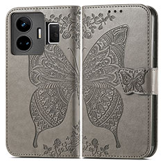 Funda de Cuero Cartera con Soporte Mariposa Carcasa para Realme GT Neo5 5G Gris