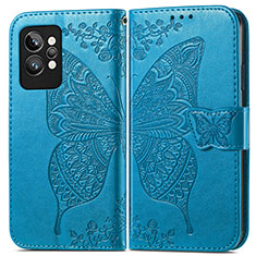 Funda de Cuero Cartera con Soporte Mariposa Carcasa para Realme GT2 Pro 5G Azul