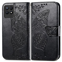 Funda de Cuero Cartera con Soporte Mariposa Carcasa para Realme Narzo 50 4G Negro