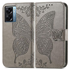 Funda de Cuero Cartera con Soporte Mariposa Carcasa para Realme Narzo 50 5G Gris