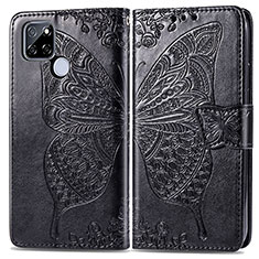 Funda de Cuero Cartera con Soporte Mariposa Carcasa para Realme Q2i 5G Negro