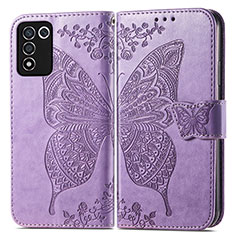 Funda de Cuero Cartera con Soporte Mariposa Carcasa para Realme Q3t 5G Purpura Claro