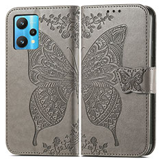 Funda de Cuero Cartera con Soporte Mariposa Carcasa para Realme Q5 5G Gris