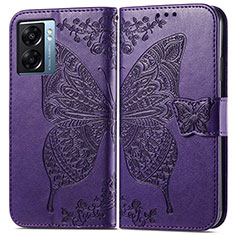 Funda de Cuero Cartera con Soporte Mariposa Carcasa para Realme Q5i 5G Morado