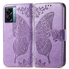 Funda de Cuero Cartera con Soporte Mariposa Carcasa para Realme Q5i 5G Purpura Claro