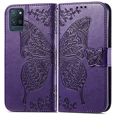 Funda de Cuero Cartera con Soporte Mariposa Carcasa para Realme V11 5G Morado