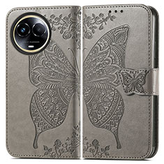 Funda de Cuero Cartera con Soporte Mariposa Carcasa para Realme V50s 5G Gris