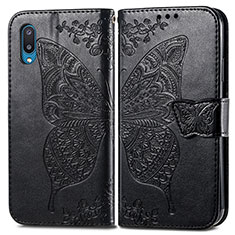 Funda de Cuero Cartera con Soporte Mariposa Carcasa para Samsung Galaxy A02 Negro