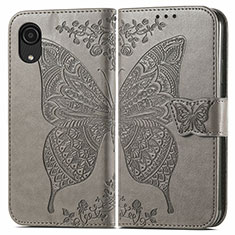 Funda de Cuero Cartera con Soporte Mariposa Carcasa para Samsung Galaxy A03 Core Gris