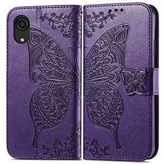 Funda de Cuero Cartera con Soporte Mariposa Carcasa para Samsung Galaxy A03 Core Morado