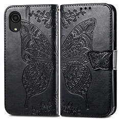 Funda de Cuero Cartera con Soporte Mariposa Carcasa para Samsung Galaxy A03 Core Negro