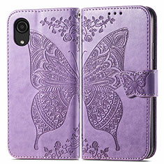 Funda de Cuero Cartera con Soporte Mariposa Carcasa para Samsung Galaxy A03 Core Purpura Claro