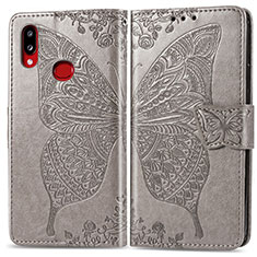 Funda de Cuero Cartera con Soporte Mariposa Carcasa para Samsung Galaxy A10s Gris