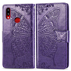 Funda de Cuero Cartera con Soporte Mariposa Carcasa para Samsung Galaxy A10s Morado