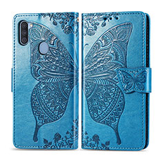 Funda de Cuero Cartera con Soporte Mariposa Carcasa para Samsung Galaxy A11 Azul