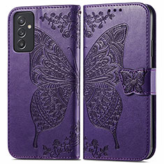 Funda de Cuero Cartera con Soporte Mariposa Carcasa para Samsung Galaxy A15 4G Morado