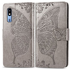 Funda de Cuero Cartera con Soporte Mariposa Carcasa para Samsung Galaxy A2 Core A260F A260G Gris