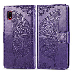 Funda de Cuero Cartera con Soporte Mariposa Carcasa para Samsung Galaxy A20 SC-02M SCV46 Morado