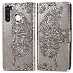 Funda de Cuero Cartera con Soporte Mariposa Carcasa para Samsung Galaxy A21 European Gris