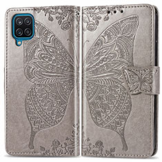 Funda de Cuero Cartera con Soporte Mariposa Carcasa para Samsung Galaxy A22 4G Gris