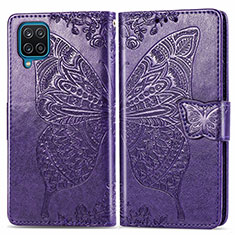 Funda de Cuero Cartera con Soporte Mariposa Carcasa para Samsung Galaxy A22 4G Morado