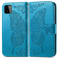 Funda de Cuero Cartera con Soporte Mariposa Carcasa para Samsung Galaxy A22 5G Azul