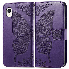 Funda de Cuero Cartera con Soporte Mariposa Carcasa para Samsung Galaxy A22 5G SC-56B Morado