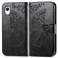 Funda de Cuero Cartera con Soporte Mariposa Carcasa para Samsung Galaxy A22 5G SC-56B Negro