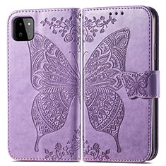 Funda de Cuero Cartera con Soporte Mariposa Carcasa para Samsung Galaxy A22s 5G Purpura Claro