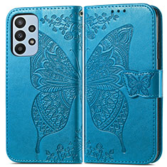 Funda de Cuero Cartera con Soporte Mariposa Carcasa para Samsung Galaxy A23 4G Azul