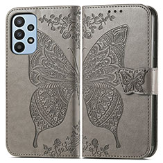 Funda de Cuero Cartera con Soporte Mariposa Carcasa para Samsung Galaxy A23 4G Gris