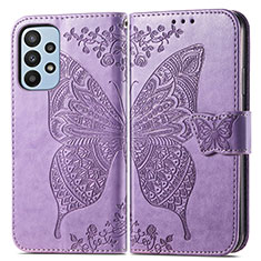 Funda de Cuero Cartera con Soporte Mariposa Carcasa para Samsung Galaxy A23 4G Purpura Claro