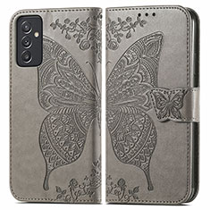 Funda de Cuero Cartera con Soporte Mariposa Carcasa para Samsung Galaxy A24 4G Gris