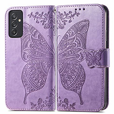 Funda de Cuero Cartera con Soporte Mariposa Carcasa para Samsung Galaxy A24 4G Purpura Claro