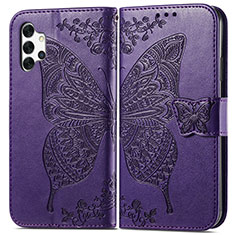 Funda de Cuero Cartera con Soporte Mariposa Carcasa para Samsung Galaxy A32 4G Morado