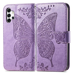 Funda de Cuero Cartera con Soporte Mariposa Carcasa para Samsung Galaxy A32 4G Purpura Claro