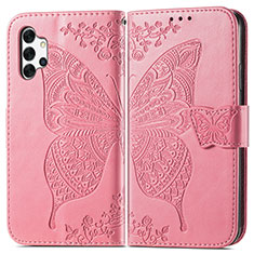 Funda de Cuero Cartera con Soporte Mariposa Carcasa para Samsung Galaxy A32 4G Rosa Roja